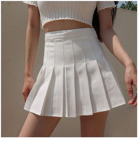 White Mini Pleated Tennis Skirt Schoolgirl Highwaisted