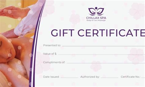 massage gift certificate template  printable massage
