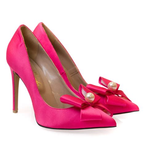 “pink Satin” Bow Heels Fairymade Handcrafted By Myrto Kliafa