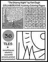 Collaborative Coloring Gogh Night Starry Van Pages Projects Activity Kids Group Mural Classroom Teacherspayteachers Elementary Worksheets Project Board Lesson Lessons sketch template