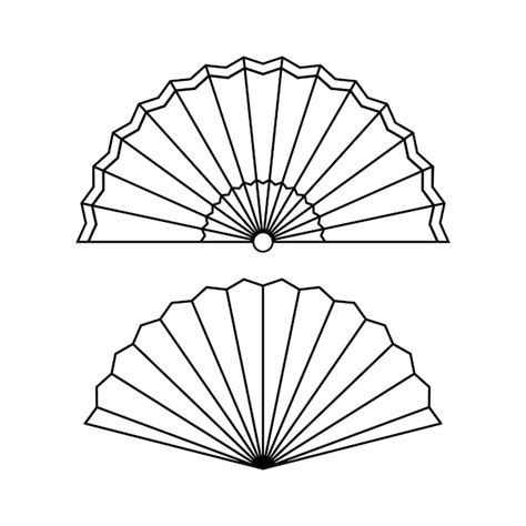 premium vector set  outline traditional chinese fan illustration