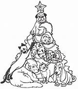 Christmas Coloring Pages Tree Xmas Cats Dog Pets Print Colouring Dogs Pug Trees Cute Dalmatian Natal Line Drawing Para Puppies sketch template