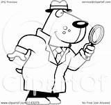 Detective Magnifying Glass Dog Cartoon Clipart Coloring Using Outlined Cory Thoman Vector Clip Regarding Notes Clipartof sketch template