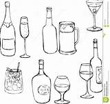 Alcohol Drawing Drinks Drinking Bottle Bottles Liquor Drawn Glass Illustration Line Vector Set Hand Drawings Paintingvalley sketch template