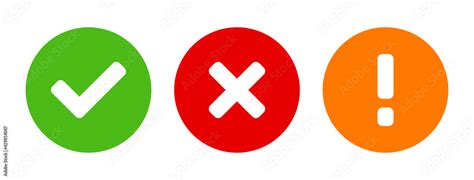 green    red   declined orange problem  warning flat icon set  check mark