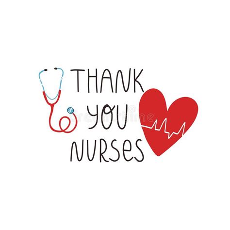 dank je wel verpleegsters met handschrift hart met cardiogram hartslag en stethoscoop