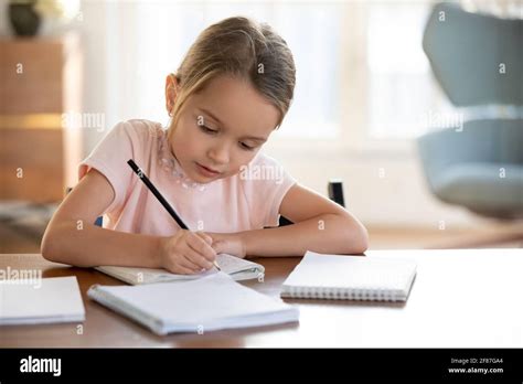 smart  girl child  homework  school stock photo alamy