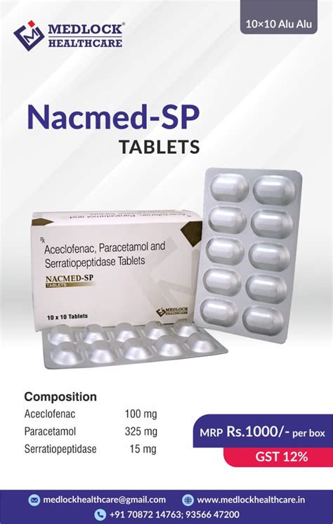 aceclofenac paracetamol serratiopeptidase tablet manufacturer supplier