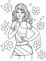Coloring Pages Teenager Fashion Girls Kids Popular sketch template
