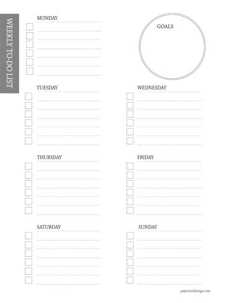 weekly   list printable template paper trail design