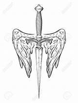 Dagger Wings Vector Angel Drawing Tattoo Sword Ritual Isolated Getdrawings Winged Vectorstock Similar sketch template