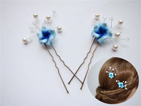 blue headpiece blue hair pins bridesmaid hair blue hair