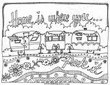 Coloring Colouring Pages Camper Printable Camping Adult Travel Trailer Trailers Rv Caravan Instant Travelling Embroidery Whimsical Park Color Sheets Where sketch template