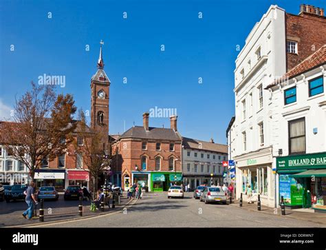 main street market place  shops louth lincolnshire england uk stock photo royalty