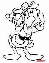 Christmas Donald Duck Coloring Pages Disney Disneyclips Printable Daisy Present Mickey sketch template