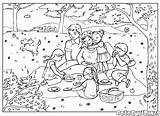 Picnic Coloring Pages Colorkid Kids sketch template