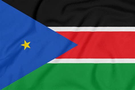 bandera de sudán del sur sobre tela con textura foto premium