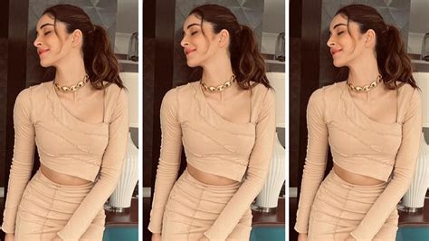 Ananya Panday Paired Her Nude Crop Top Mini Skirt Set With Must See