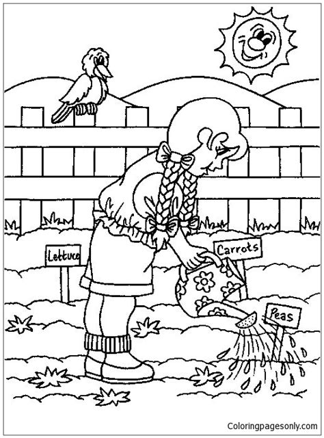 spring gardening coloring page  printable coloring pages