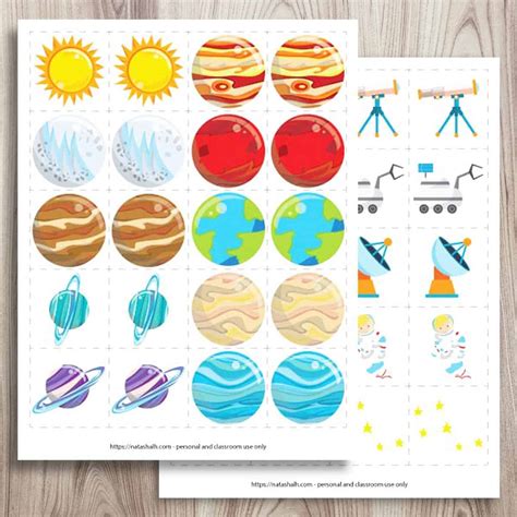 printable space matching game solar system matching cards