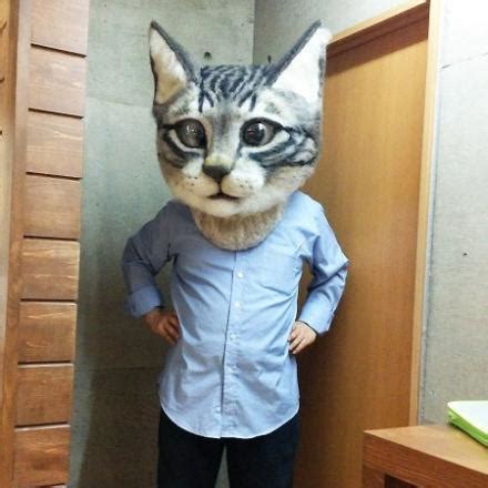 giant creepy realistic cat head mask