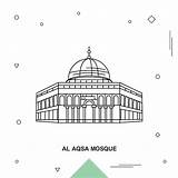 Aqsa Al Vector Mosque Premium sketch template
