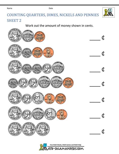 worksheets  counting money st grade counting worksheet