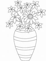 Vase Coloring Pages Flowers Flower Printable sketch template
