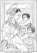 Madonna Lippi Angels Coloring Two Color Filippo Praying Stool Virgin Jesus Mary Landscape Frame Baby Description sketch template