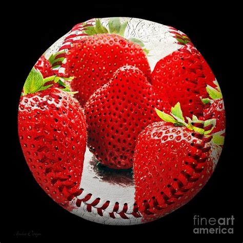 strawberries baseball square photograph  andee design fine art america