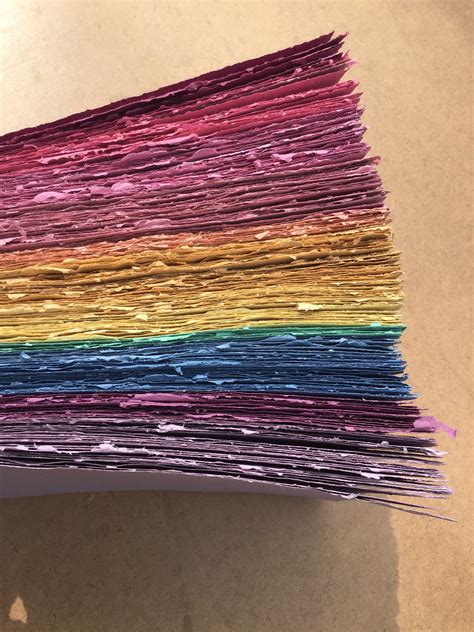 5 Sheets 8 5x11 Inch Rainbow Batch Handmade Paper Eco Friendly