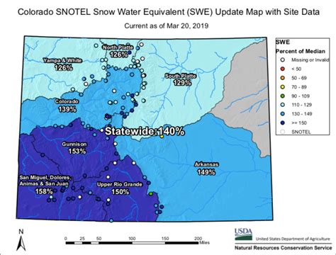 colorado snotel snow water equivalent swe update map current as of