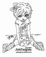 Coloring Pages Gothic Goth Jadedragonne Doll Adults Adult Fairy Printable Jade Lineart Dragonne Girl Chibi Deviantart Lolita Anime Dark Google sketch template