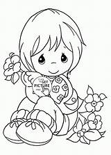 Coloring Flowers Pages Girls Girl Comments Cute Kids sketch template
