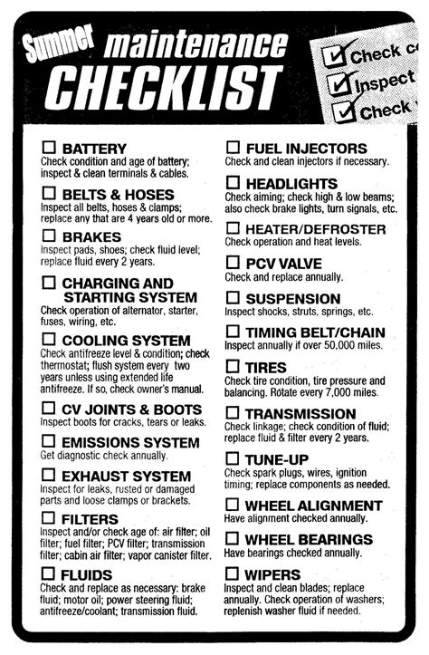 car maintenance check list car maintenance car shop car facts