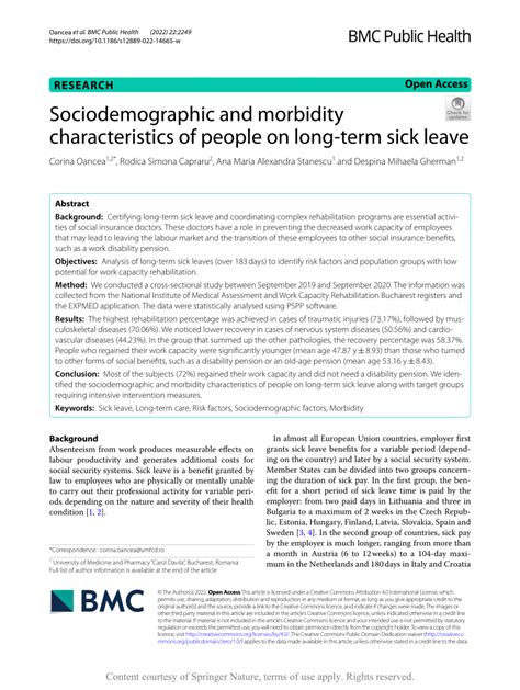 Pdf Sociodemographic And Morbidity Characteristics Of People On Long