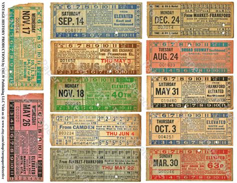 ticket stubs bus exchange  philadelphia transportation passenger tags subway vintage