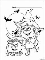 Pages Cute Halloween Coloring Color Kids Adults Online sketch template