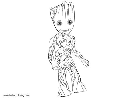 simple baby groot coloring pages  printable coloring pages