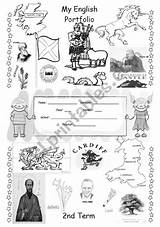English Portfolio Cover Colouring Speaking Countries Worksheet Preview sketch template