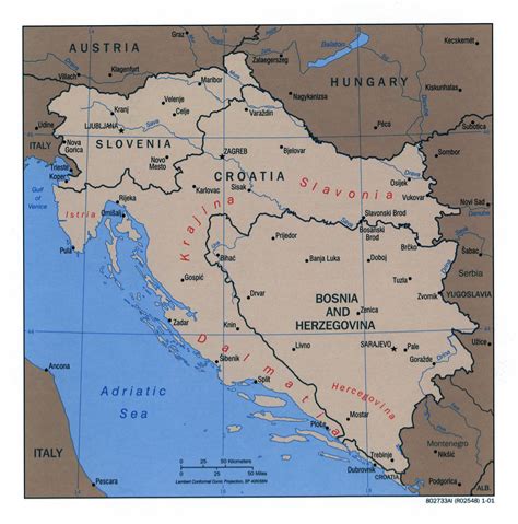 large scale political map   western  yugoslav republics