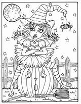 Coloring Pages Hocus Pocus Halloween Witch Printable Adults Book Witches Whimsical Adult Fun Color Colouring Etsy Cute Sheets Aesthetic Vintage sketch template