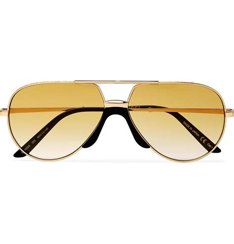 gucci aviator style gold tone sunglasses in metallic for men lyst