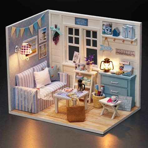diy fresh sunshine wood handmade mini dollhouse miniature assembling wooden hand crafts home