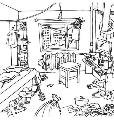 messy room cliparts coloriage