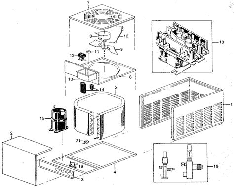 functional replacement parts diagram parts list  model raca rheem parts air conditioner