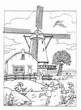 Kleurplaat Windmill Windmills Windmolens Kleurplaten Holland Malvorlage Volwassenen Ausmalbild Stimmen Stemmen Visiter Molino Homeschooling sketch template