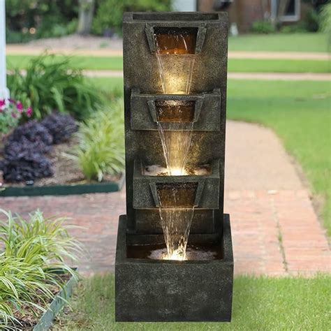 fountain  led lights waterfall fountain outdoor decoration