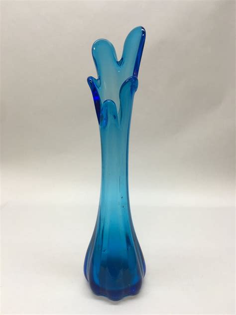 Vintage Hand Blown Blue Glass Vase