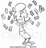 Falling Cash Businesswoman Illustration Line Happy Toonaday Royalty Clipart Rf sketch template